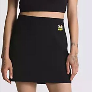 Vans XSmall Skirt Fruit Party mini skirt in black elastic back high waist NWT